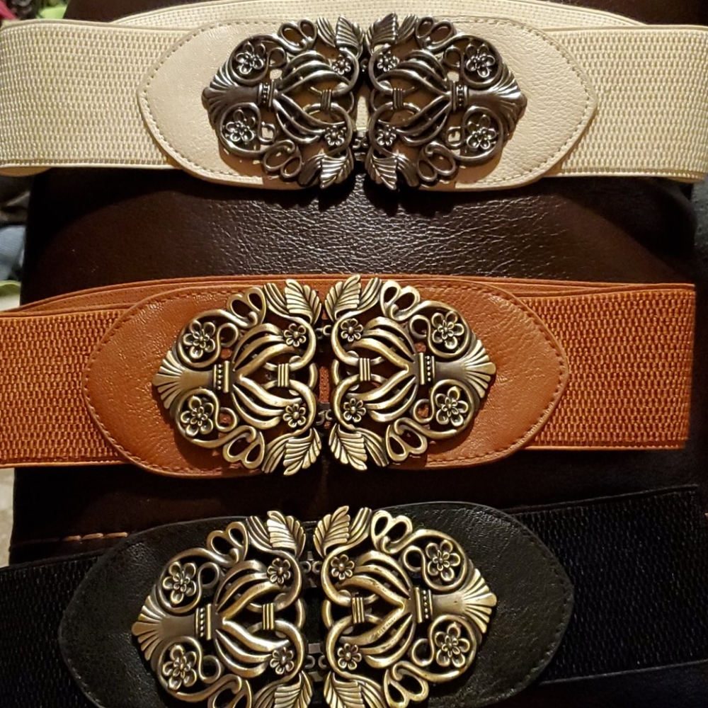 Vintage elastic waist belt set